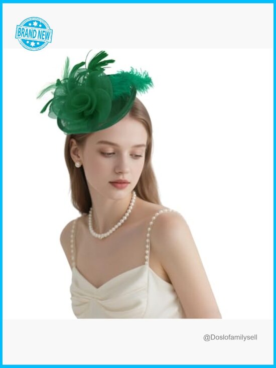 Feather Derby Fascinator Hat with Headband Clip Elegant Cocktail Wedding Tea main image 5